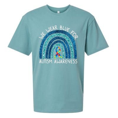 We Wear Blue Rainbow For Autism Awareness Sueded Cloud Jersey T-Shirt