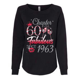 WoM.e.ns WoM.e.ns Chapter 60 Fabulous Since 1963 60th Birthday Queen V-Neck Womens California Wash Sweatshirt