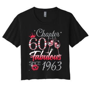 WoM.e.ns WoM.e.ns Chapter 60 Fabulous Since 1963 60th Birthday Queen V-Neck Women's Crop Top Tee