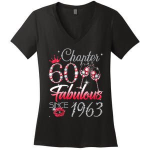 WoM.e.ns WoM.e.ns Chapter 60 Fabulous Since 1963 60th Birthday Queen V-Neck Women's V-Neck T-Shirt