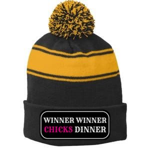 Winner Winner Chicks Dinner Stripe Pom Pom Beanie