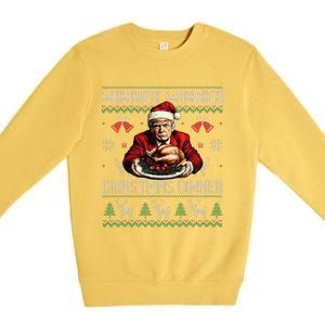 Winner Winner Christmas Dinner Santa Trump Ugly Sweater Xmas Premium Crewneck Sweatshirt