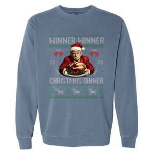 Winner Winner Christmas Dinner Santa Trump Ugly Sweater Xmas Garment-Dyed Sweatshirt