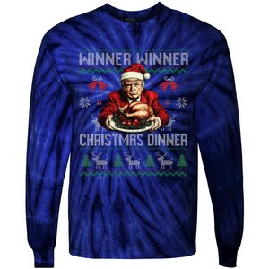 Winner Winner Christmas Dinner Santa Trump Ugly Sweater Xmas Tie-Dye Long Sleeve Shirt