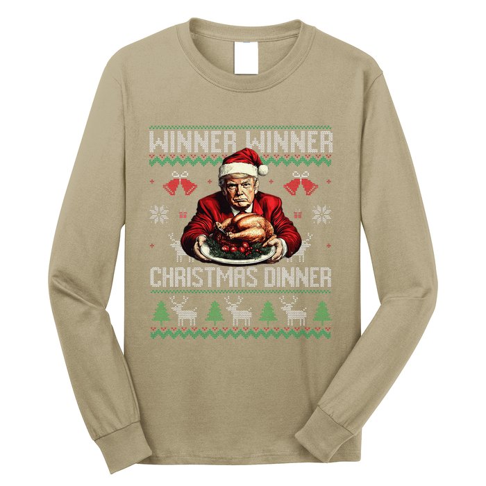 Winner Winner Christmas Dinner Santa Trump Ugly Sweater Xmas Long Sleeve Shirt