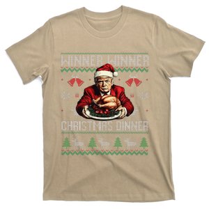 Winner Winner Christmas Dinner Santa Trump Ugly Sweater Xmas T-Shirt