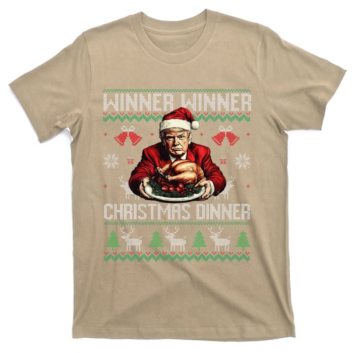 Winner Winner Christmas Dinner Santa Trump Ugly Sweater Xmas T-Shirt