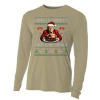 Winner Winner Christmas Dinner Santa Trump Ugly Sweater Xmas Cooling Performance Long Sleeve Crew