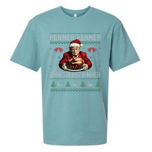 Winner Winner Christmas Dinner Santa Trump Ugly Sweater Xmas Sueded Cloud Jersey T-Shirt