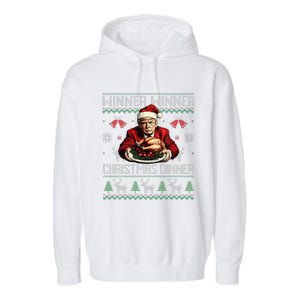 Winner Winner Christmas Dinner Santa Trump Ugly Sweater Xmas Garment-Dyed Fleece Hoodie