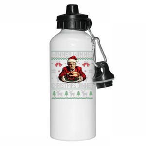 Winner Winner Christmas Dinner Santa Trump Ugly Sweater Xmas Aluminum Water Bottle