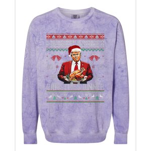 Winner Winner Christmas Dinner Santa Trump Ugly Sweater Xmas Colorblast Crewneck Sweatshirt