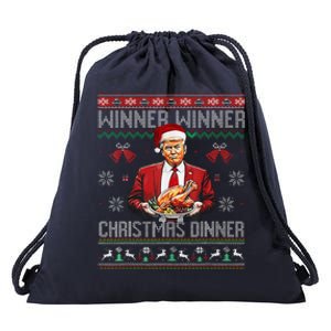 Winner Winner Christmas Dinner Santa Trump Ugly Sweater Xmas Drawstring Bag