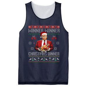 Winner Winner Christmas Dinner Santa Trump Ugly Sweater Xmas Mesh Reversible Basketball Jersey Tank