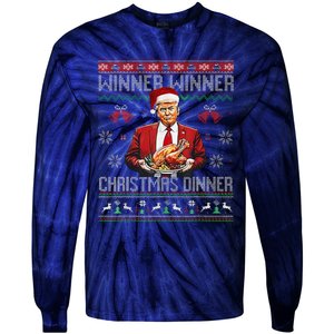 Winner Winner Christmas Dinner Santa Trump Ugly Sweater Xmas Tie-Dye Long Sleeve Shirt