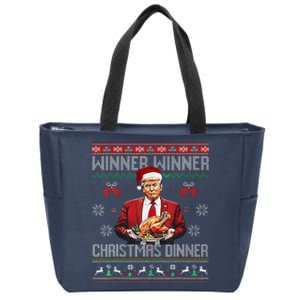 Winner Winner Christmas Dinner Santa Trump Ugly Sweater Xmas Zip Tote Bag