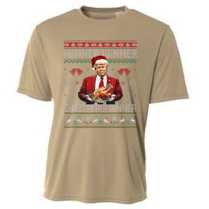 Winner Winner Christmas Dinner Santa Trump Ugly Sweater Xmas Cooling Performance Crew T-Shirt