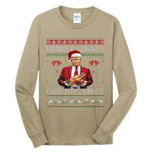 Winner Winner Christmas Dinner Santa Trump Ugly Sweater Xmas Tall Long Sleeve T-Shirt