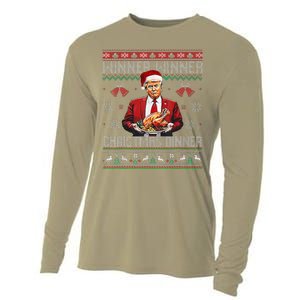 Winner Winner Christmas Dinner Santa Trump Ugly Sweater Xmas Cooling Performance Long Sleeve Crew