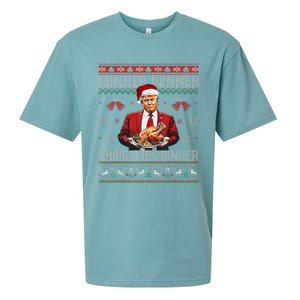 Winner Winner Christmas Dinner Santa Trump Ugly Sweater Xmas Sueded Cloud Jersey T-Shirt