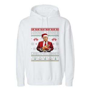 Winner Winner Christmas Dinner Santa Trump Ugly Sweater Xmas Garment-Dyed Fleece Hoodie