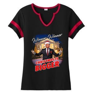 Winner Winner Christmas Is Bigger – President Trump Santa Ladies Halftime Notch Neck Tee