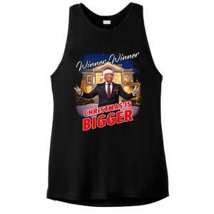 Winner Winner Christmas Is Bigger – President Trump Santa Ladies PosiCharge Tri-Blend Wicking Tank