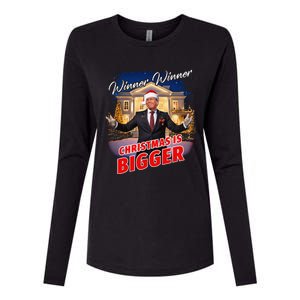 Winner Winner Christmas Is Bigger – President Trump Santa Womens Cotton Relaxed Long Sleeve T-Shirt