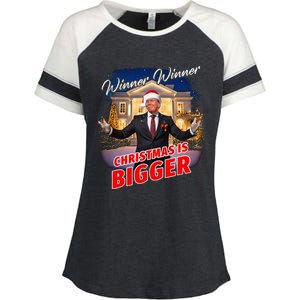 Winner Winner Christmas Is Bigger – President Trump Santa Enza Ladies Jersey Colorblock Tee