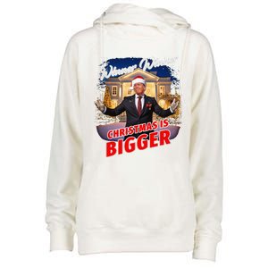 Winner Winner Christmas Is Bigger – President Trump Santa Womens Funnel Neck Pullover Hood