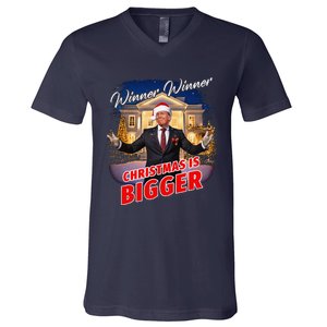 Winner Winner Christmas Is Bigger – President Trump Santa V-Neck T-Shirt