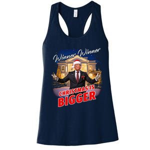 Winner Winner Christmas Is Bigger – President Trump Santa Women's Racerback Tank