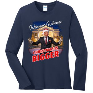 Winner Winner Christmas Is Bigger – President Trump Santa Ladies Long Sleeve Shirt