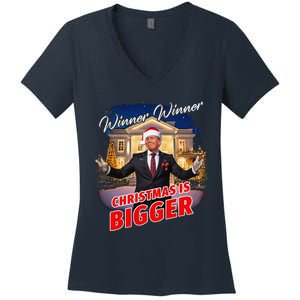 Winner Winner Christmas Is Bigger – President Trump Santa Women's V-Neck T-Shirt