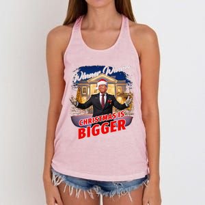 Winner Winner Christmas Is Bigger – President Trump Santa Women's Knotted Racerback Tank