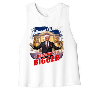 Winner Winner Christmas Is Bigger – President Trump Santa Women's Racerback Cropped Tank