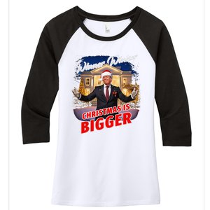 Winner Winner Christmas Is Bigger – President Trump Santa Women's Tri-Blend 3/4-Sleeve Raglan Shirt