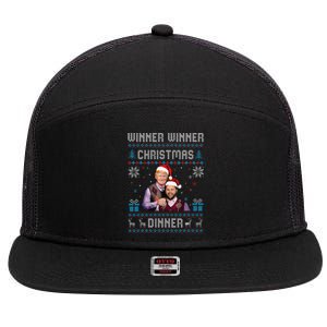 Winner Winner Christmas Dinner Santa Trump Ugly Sweater Xmas 7 Panel Mesh Trucker Snapback Hat