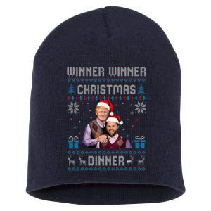 Winner Winner Christmas Dinner Santa Trump Ugly Sweater Xmas Short Acrylic Beanie