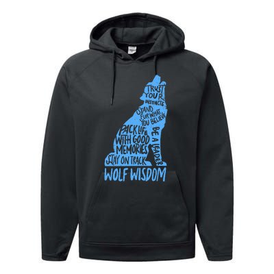 Wolf Wisdom Cute Wolves Lover Inspirational Sayings Quotes Performance Fleece Hoodie