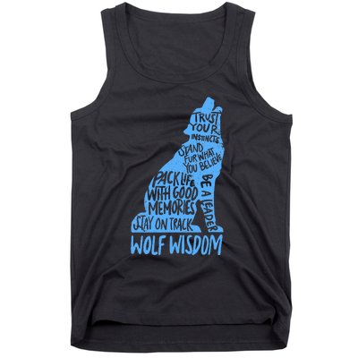 Wolf Wisdom Cute Wolves Lover Inspirational Sayings Quotes Tank Top