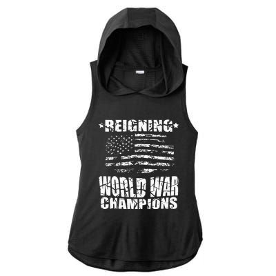 World War Champs Flag Ladies PosiCharge Tri-Blend Wicking Draft Hoodie Tank