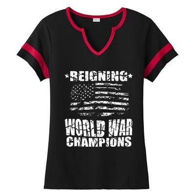 World War Champs Flag Ladies Halftime Notch Neck Tee