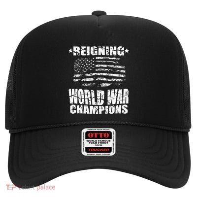 World War Champs Flag High Crown Mesh Back Trucker Hat