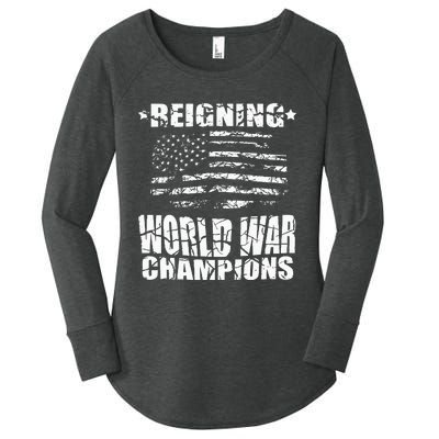 World War Champs Flag Women's Perfect Tri Tunic Long Sleeve Shirt