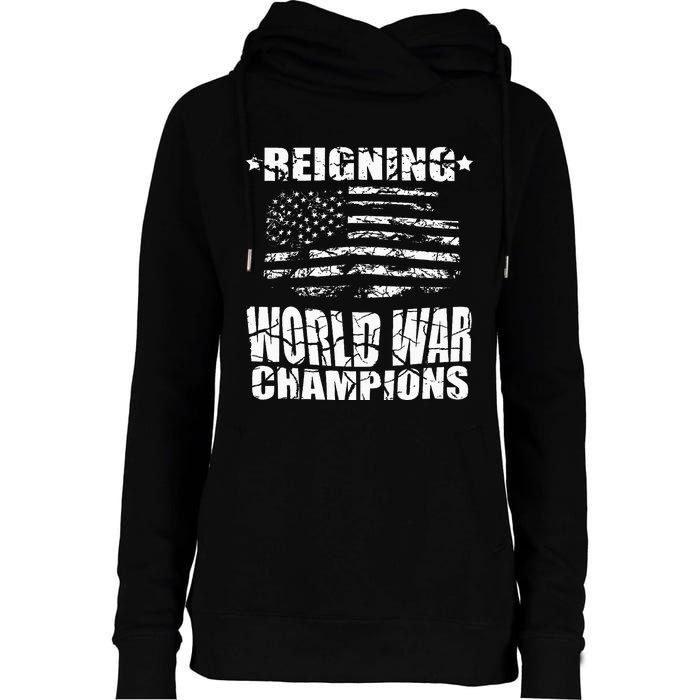 World War Champs Flag Womens Funnel Neck Pullover Hood