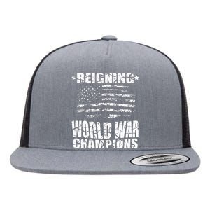 World War Champs Flag Flat Bill Trucker Hat