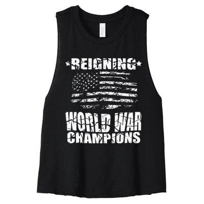 World War Champs Flag Women's Racerback Cropped Tank