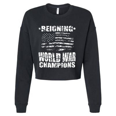 World War Champs Flag Cropped Pullover Crew