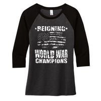 World War Champs Flag Women's Tri-Blend 3/4-Sleeve Raglan Shirt